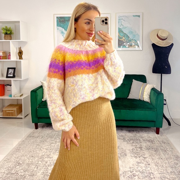 Rose Carmine Doudou Kid Mohair Open Front Sweater - Neutrals Knitwear - Picture 4 of 17